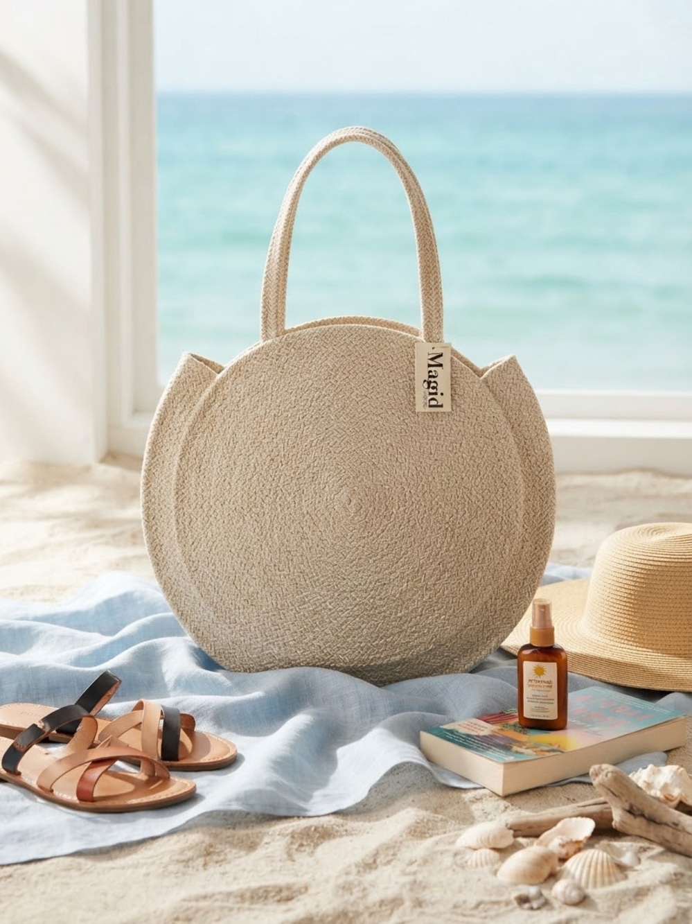 $96 NWT Magid Circle Straw Jute Tote